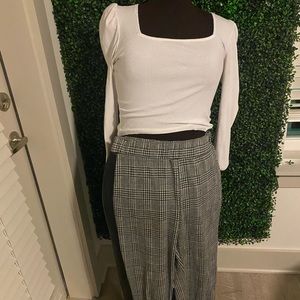 H&M White Spring slightly cropped top with black&white plaid pants Sold together